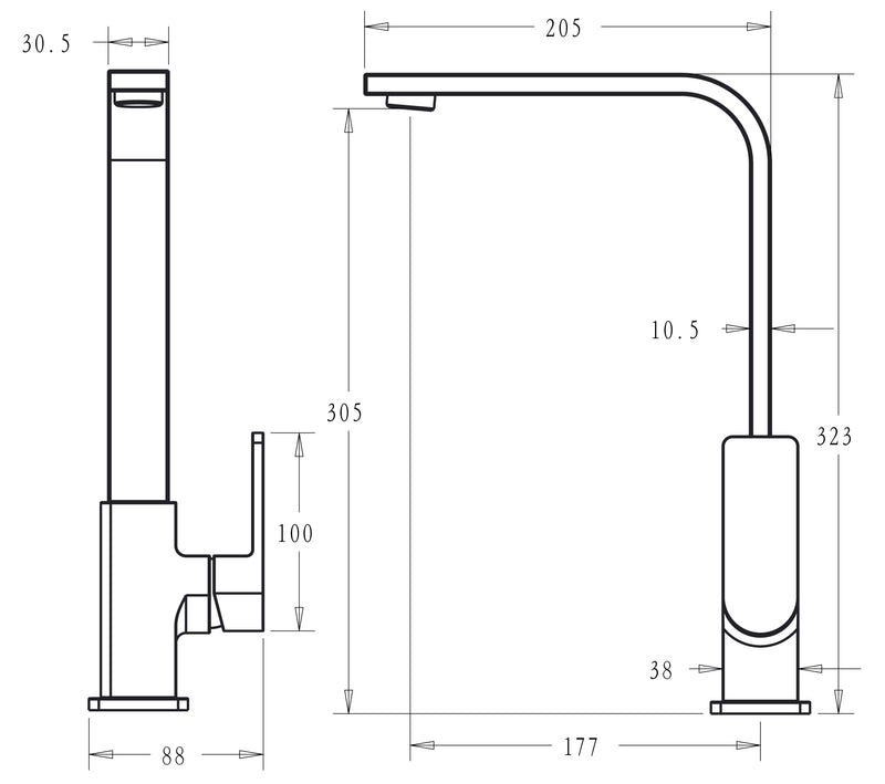 Flores Sink Mixer Matt Black HYB135-101MB - Bathroom Hub