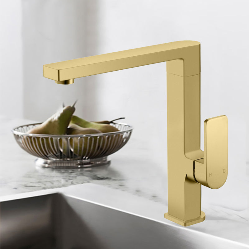 Flores Kitchen Mixer Brushed Gold HYB135-102BG - Bathroom Hub