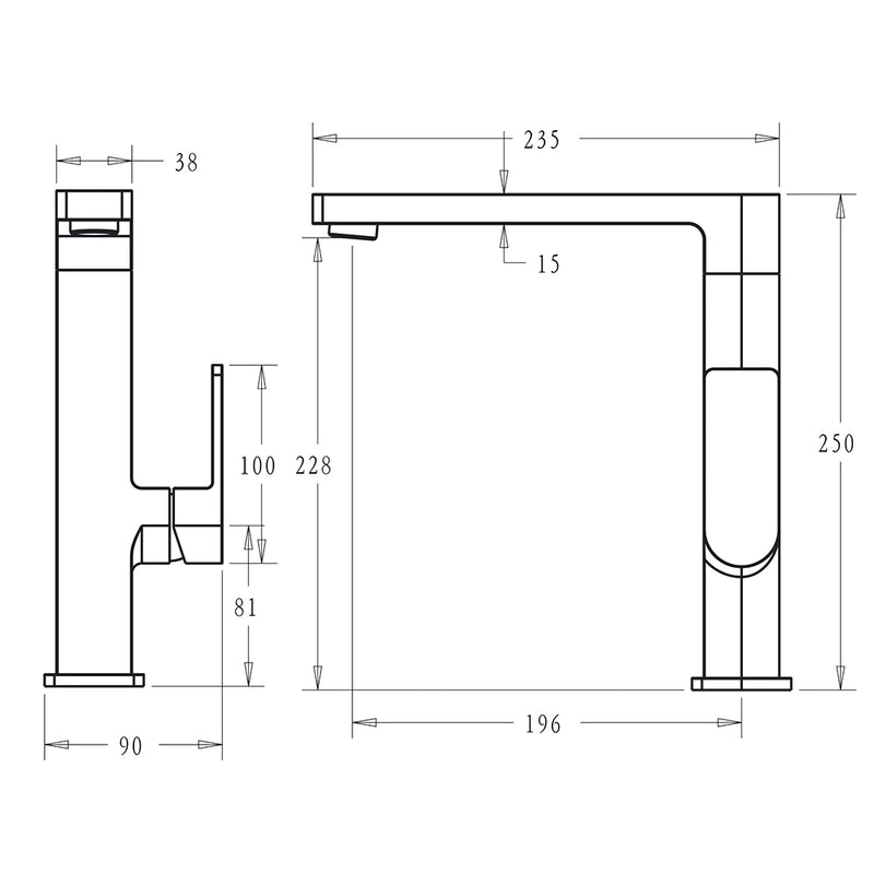 Flores Kitchen Mixer Matt Black HYB135-102MB - Bathroom Hub