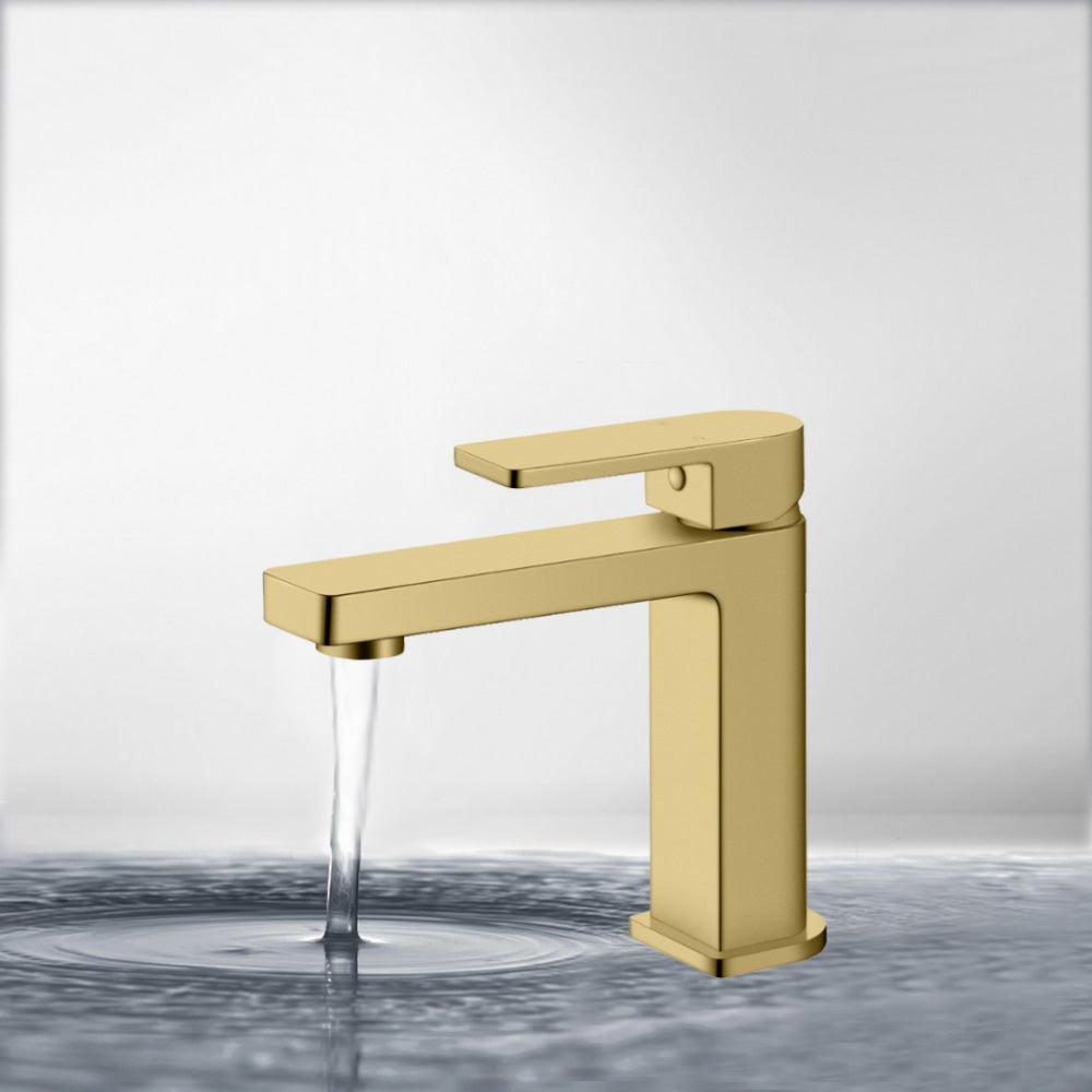 Flores Basin Mixer Brushed Gold HYB135-201BG - Bathroom Hub