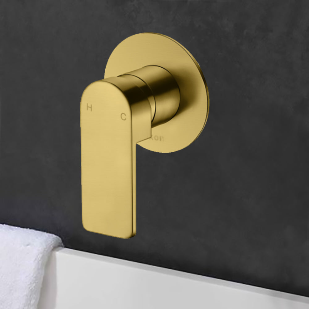 Flores Wall Mixer Brushed Gold HYB135-301BG - Bathroom Hub