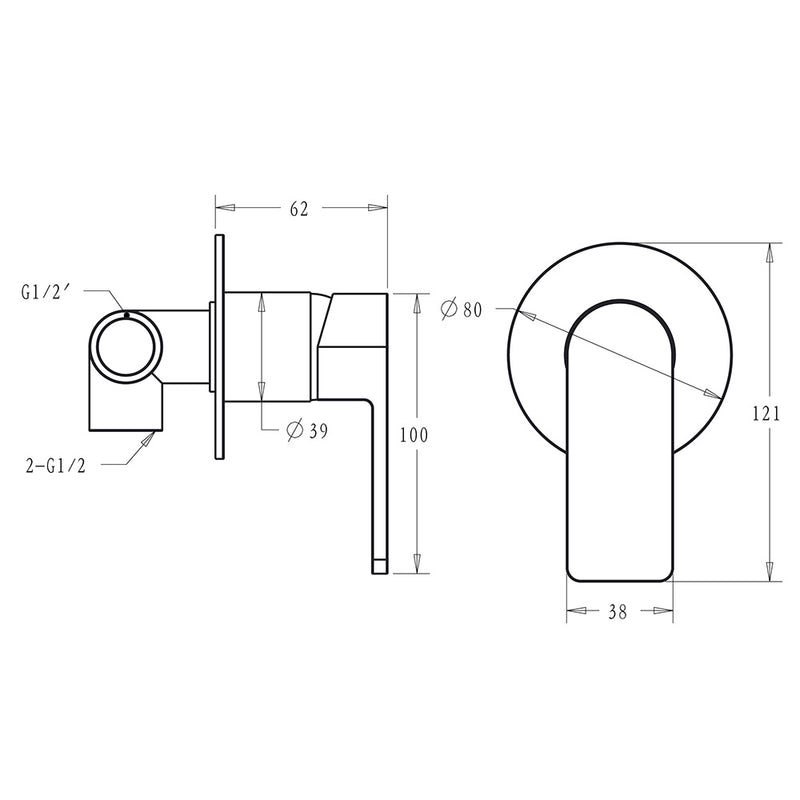 Flores Wall Mixer Brushed Nickel HYB135-301BN - Bathroom Hub