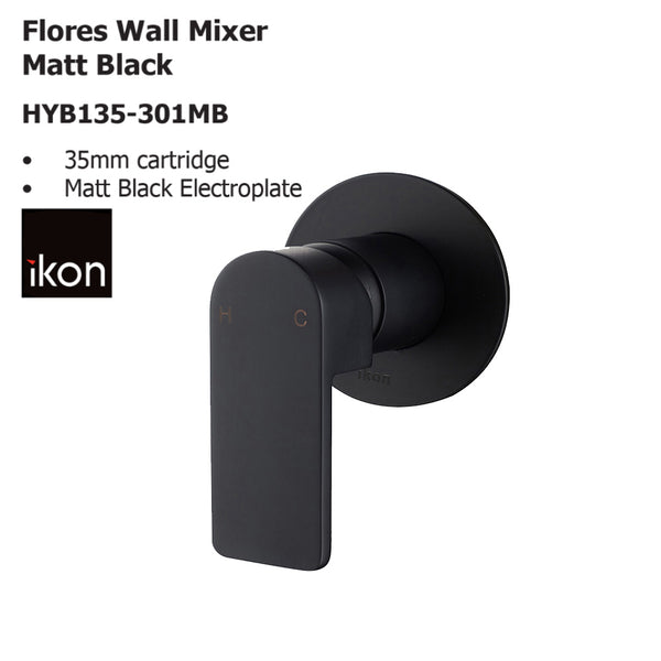 Flores Wall Mixer Matt Black HYB135-301MB - Bathroom Hub