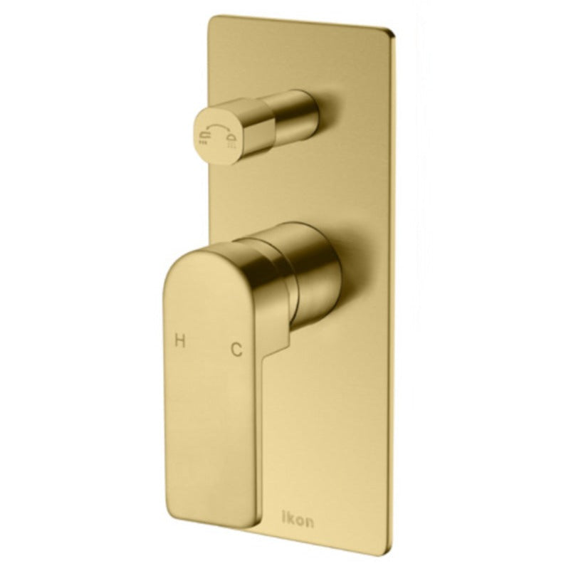 Flores Wall Mixer with Diverter Brushed Gold HYB135-501BG - Bathroom Hub