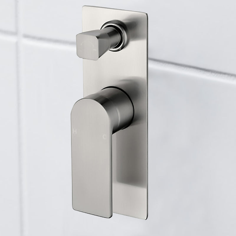 Flores Wall Mixer with Diverter Brushed Nickel HYB135-501BN - Bathroom Hub