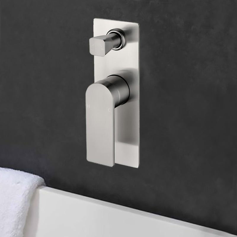 Flores Wall Mixer with Diverter Brushed Nickel HYB135-501BN - Bathroom Hub