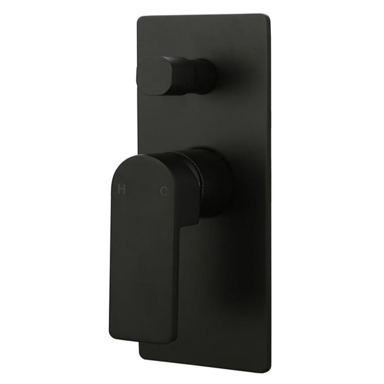 Flores Wall Mixer with Diverter Matt Black HYB135-501MB - Bathroom Hub