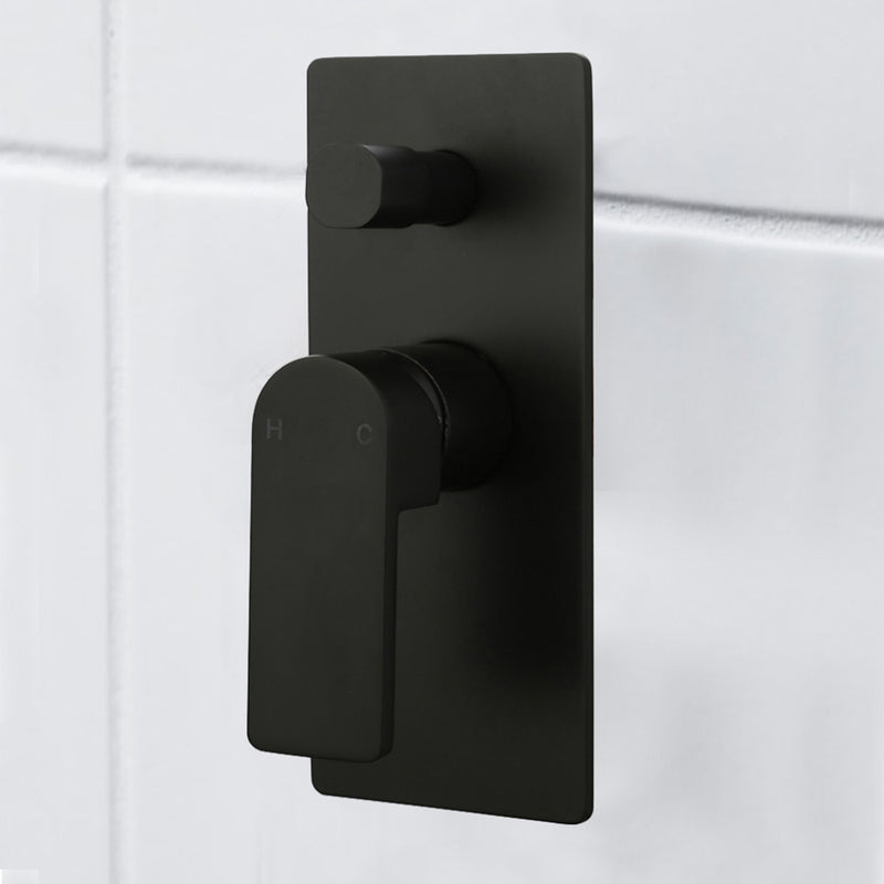 Flores Wall Mixer with Diverter Matt Black HYB135-501MB - Bathroom Hub