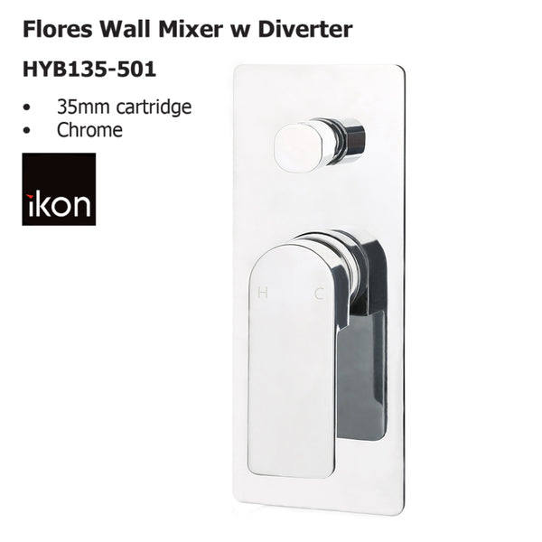 Flores Wall Mixer with Diverter HYB135-501 - Bathroom Hub