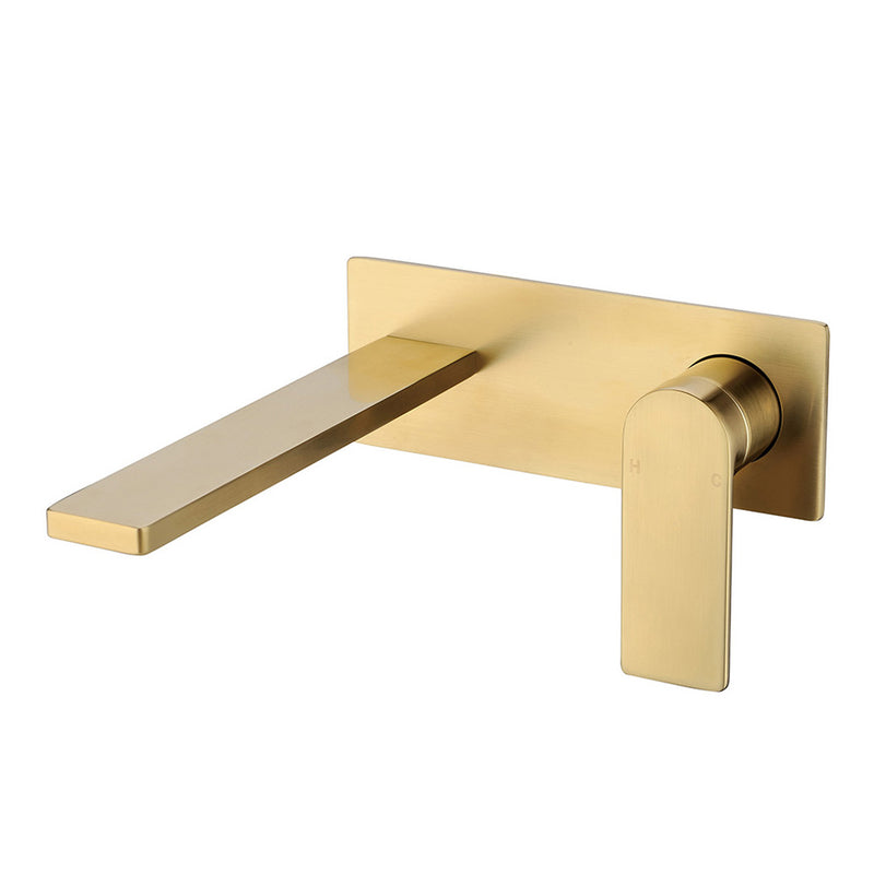 Flores Wall Basin Mixer Brushed Gold HYB135-601BG - Bathroom Hub