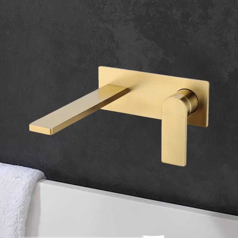 Flores Wall Basin Mixer Brushed Gold HYB135-601BG - Bathroom Hub