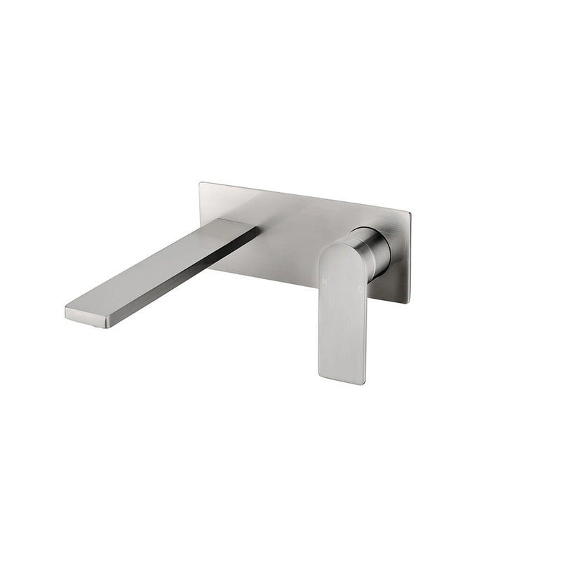 Flores Wall Basin Mixer Brushed Nickel HYB135-601BN - Bathroom Hub