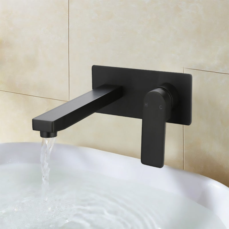 Flores Wall Basin Mixer Matt Black HYB135-601MB - Bathroom Hub