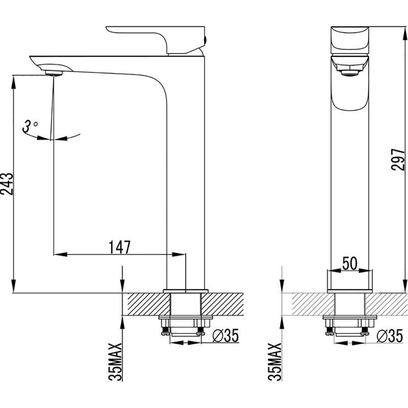 Banda High Rise Basin Mixer HYB22-202 - Bathroom Hub