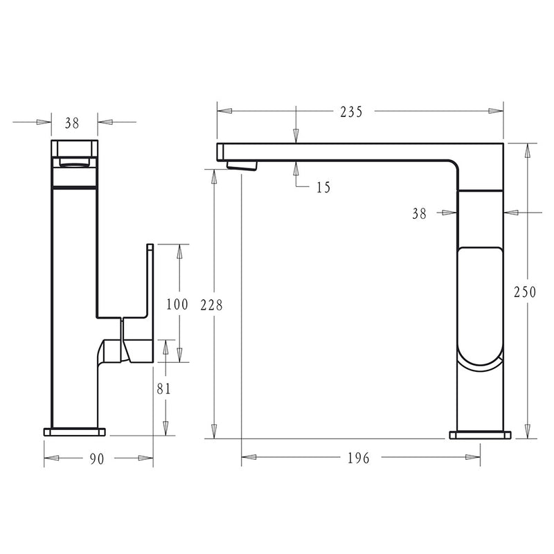 Ceram Sink Mixer Matt Black HYB636-102MB - Bathroom Hub