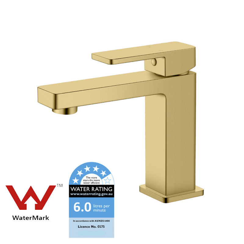 Ceram Basin Mixer Brushed Gold HYB636-201BG - Bathroom Hub