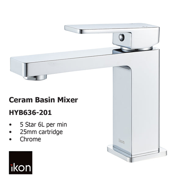 Ceram Basin Mixer HYB636-201 - Bathroom Hub