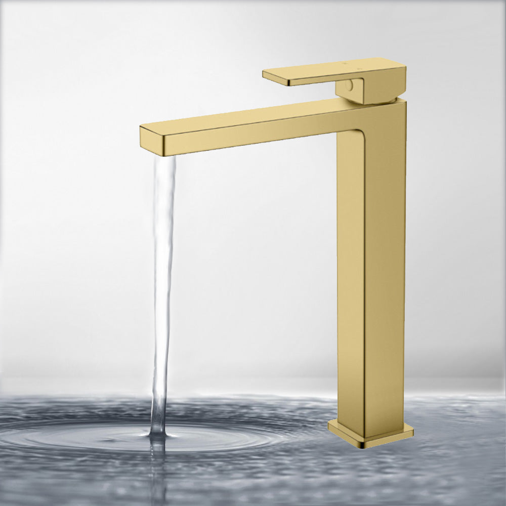 Ceram High Rise Basin Mixer Brushed Gold HYB636-202BG - Bathroom Hub