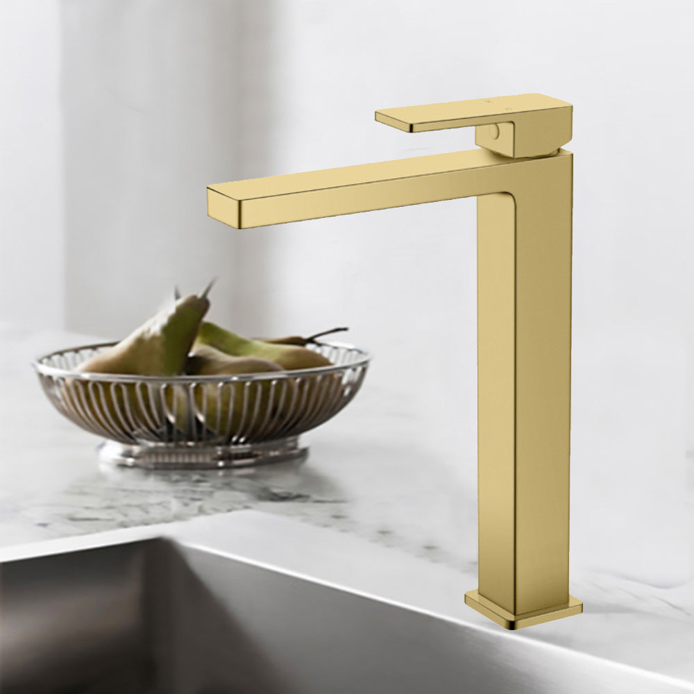 Ceram High Rise Basin Mixer Brushed Gold HYB636-202BG - Bathroom Hub