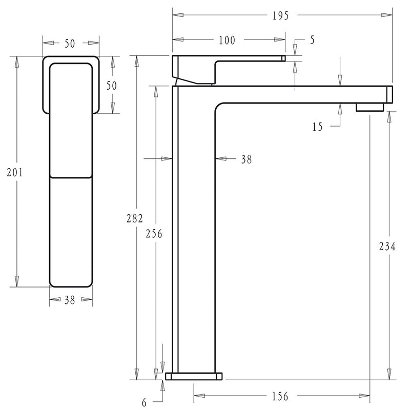 Ceram High Rise Basin Mixer Matt Black HYB636-202MB - Bathroom Hub