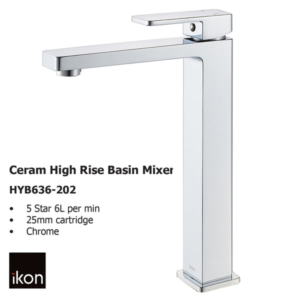 Ceram High Rise Basin Mixer HYB636-202 - Bathroom Hub