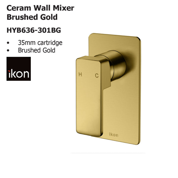 Ceram Wall Mixer Brushed Gold HYB636-301BG - Bathroom Hub