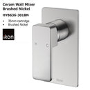 Ceram Wall Mixer Brushed Nickel HYB636-301BN - Bathroom Hub