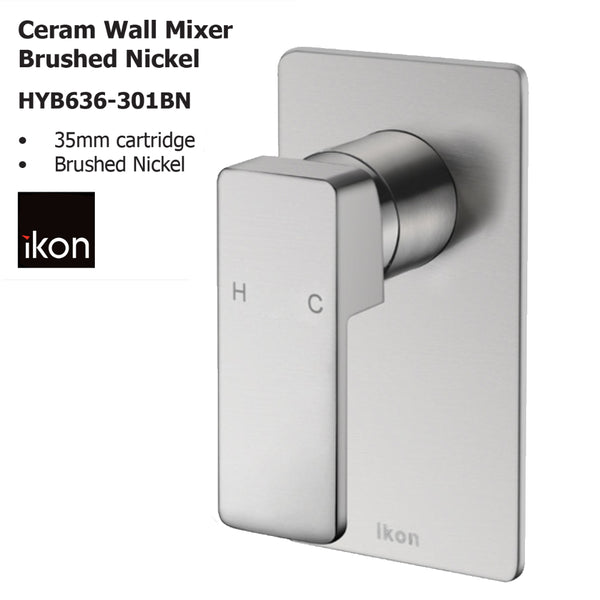 Ceram Wall Mixer Brushed Nickel HYB636-301BN - Bathroom Hub