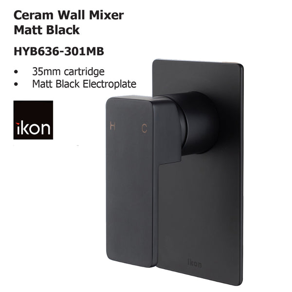 Ceram Wall Mixer Matt Black HYB636-301MB - Bathroom Hub