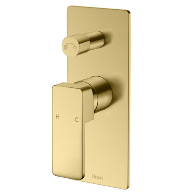 Ceram Wall Mixer with Diverter Brushed Gold HYB636-501BG - Bathroom Hub