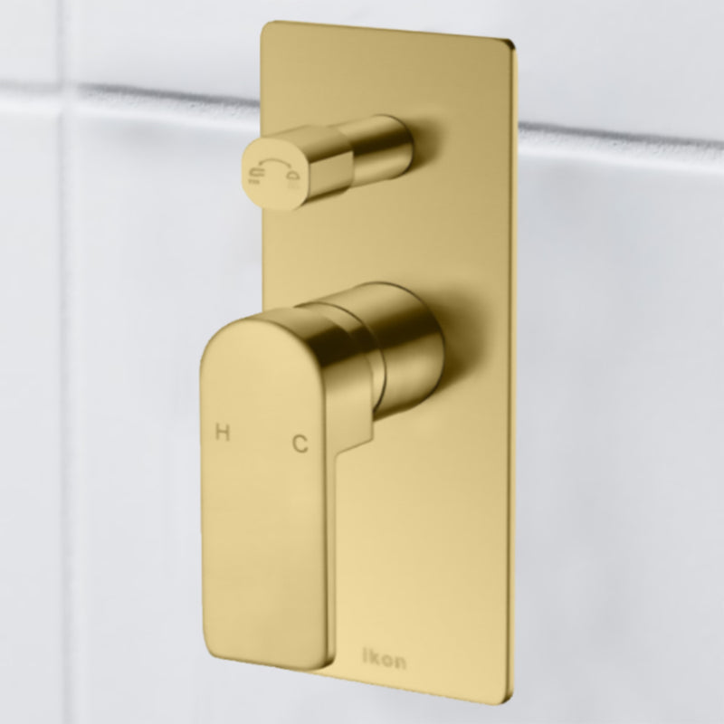 Ceram Wall Mixer with Diverter Brushed Gold HYB636-501BG - Bathroom Hub