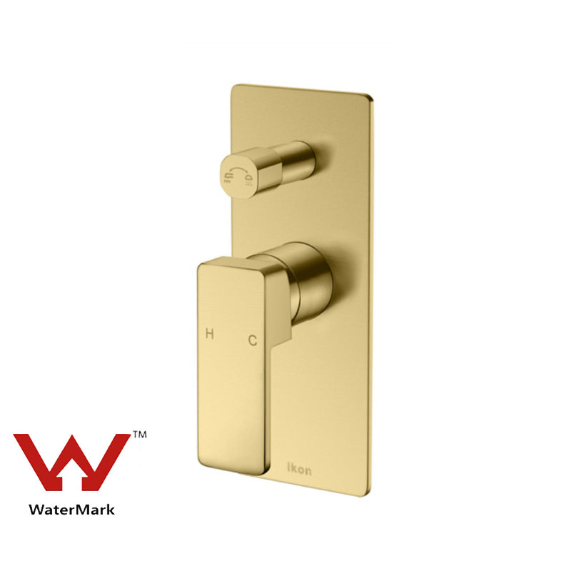 Ceram Wall Mixer with Diverter Brushed Gold HYB636-501BG - Bathroom Hub