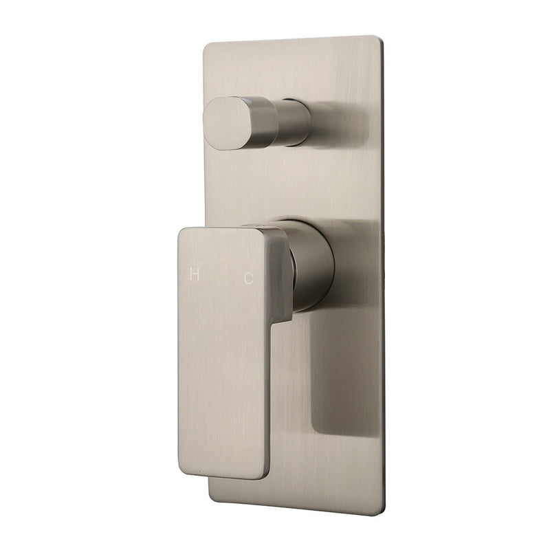 Ceram Wall Mixer with Diverter Brushed Nickel HYB636-501BN - Bathroom Hub