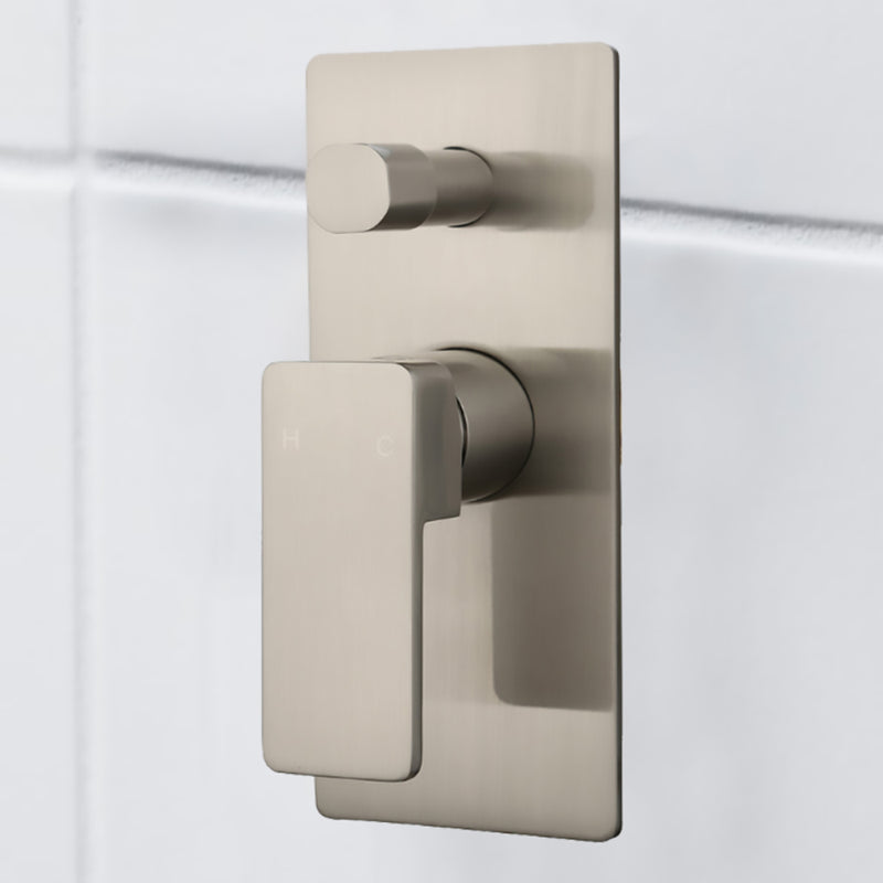 Ceram Wall Mixer with Diverter Brushed Nickel HYB636-501BN - Bathroom Hub