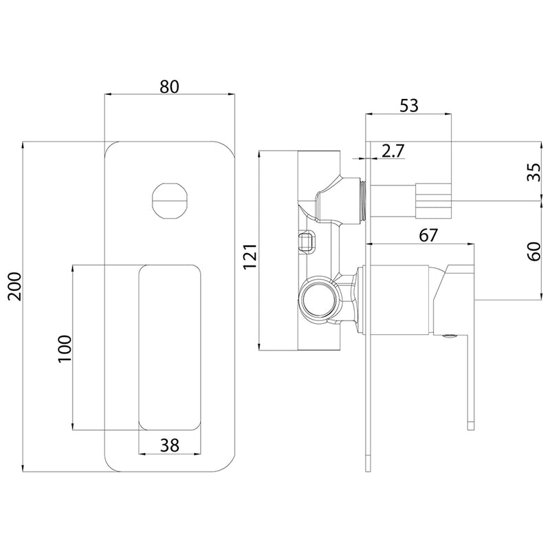 Ceram Wall Mixer with Diverter Matt Black HYB636-501MB - Bathroom Hub