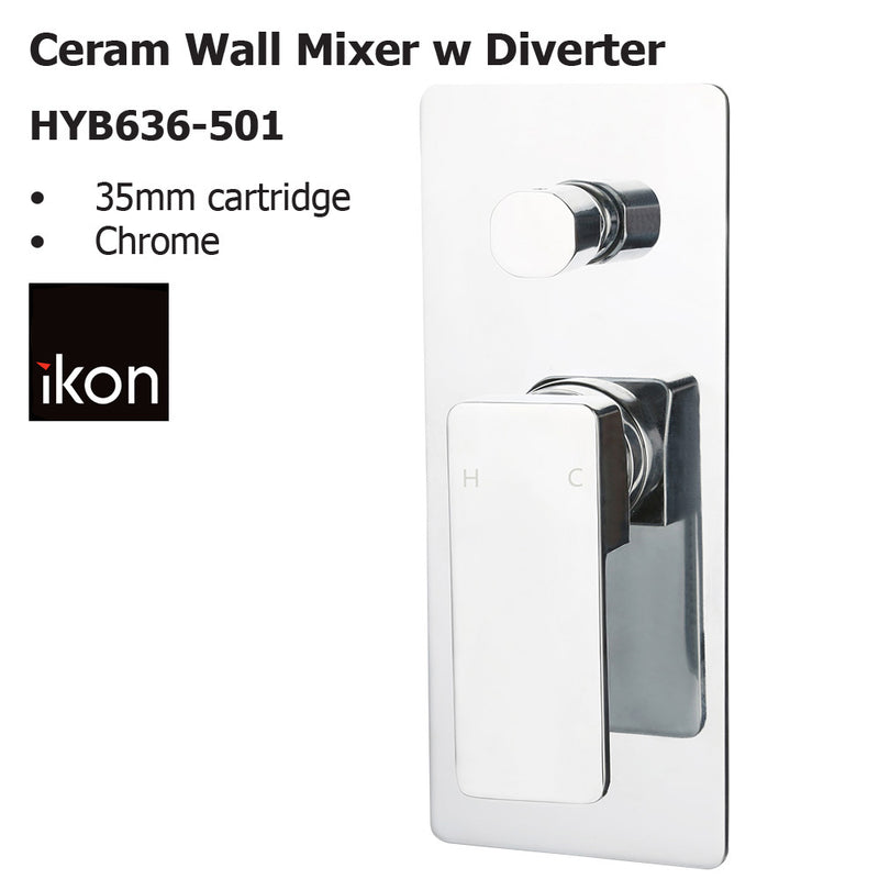 Ceram Wall Mixer with Diverter HYB636-501 - Bathroom Hub