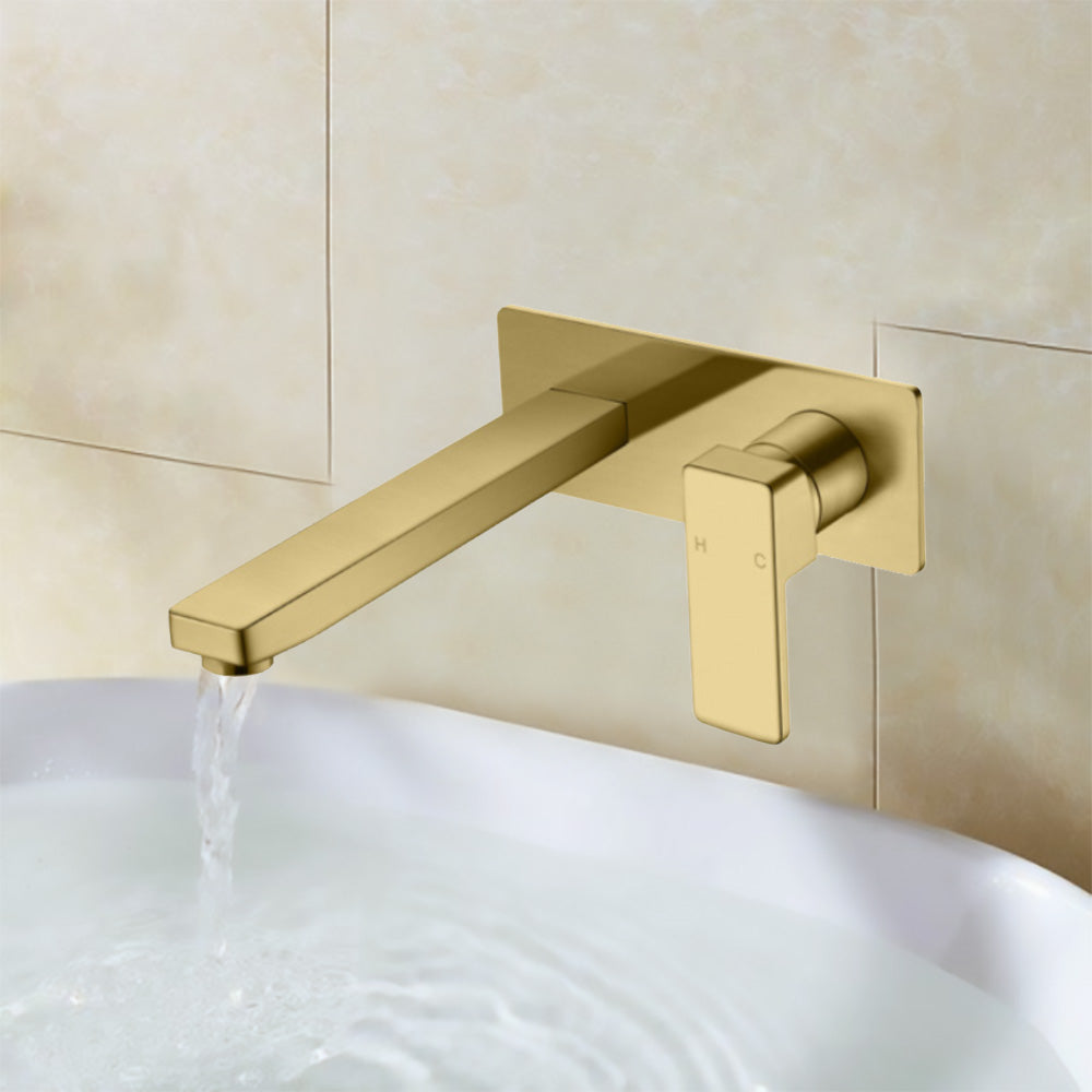 Ceram Wall Basin Mixer Brushed Gold HYB636-601BG - Bathroom Hub