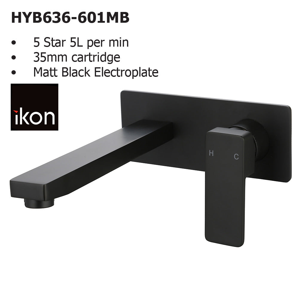 Ceram Wall Basin Mixer Matt Black HYB636-601MB - Bathroom Hub