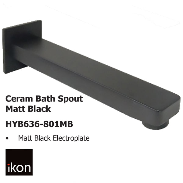 Ceram Bath Spout Matt Black HYB636-801MB - Bathroom Hub