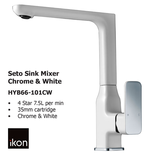 Seto Sink Mixer Chrome & White HYB66-101CW - Bathroom Hub