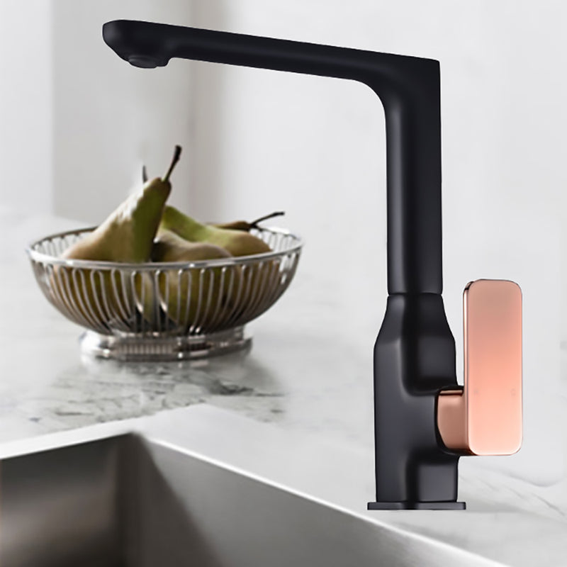 Seto Sink Mixer Matt Black & Rose Gold Handle HYB66-101MB-R - Bathroom Hub