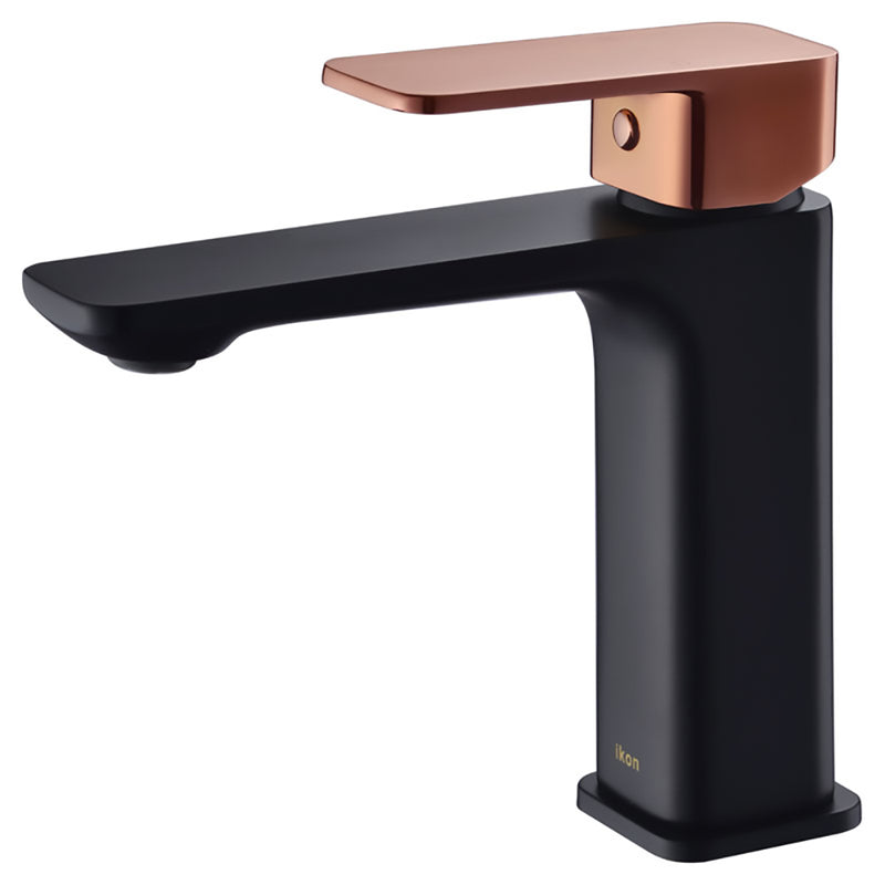 Seto Basin Mixer Matt Black & Rose Gold Handle HYB66-201MB-R - Bathroom Hub