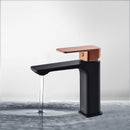 Seto Basin Mixer Matt Black & Rose Gold Handle HYB66-201MB-R - Bathroom Hub