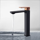 Seto High Rise Basin Mixer Matt Black & Rose Gold Handle HYB66-202MB-R - Bathroom Hub