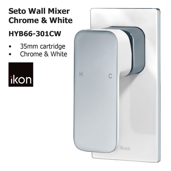 Seto Wall Mixer Chrome & White HYB66-301CW - Bathroom Hub