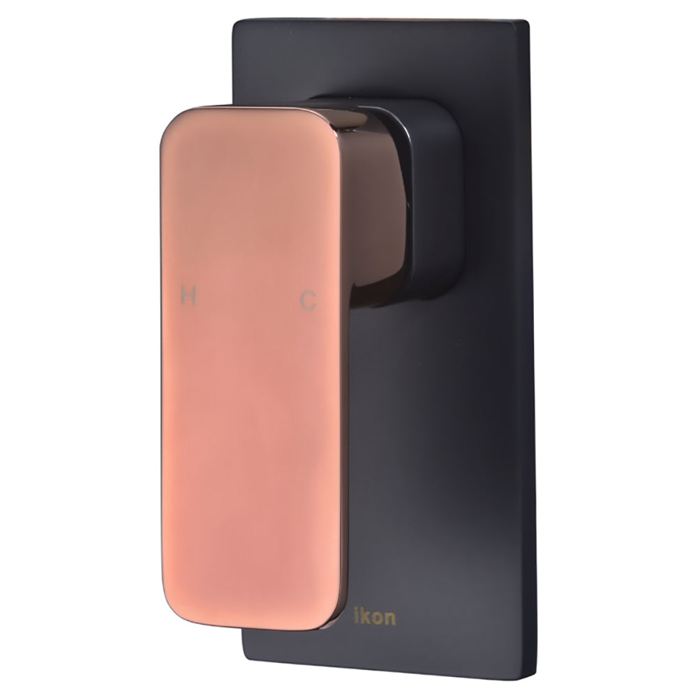 Seto Wall Mixer Matt Black & Rose Gold Handle HYB66-301MB-R - Bathroom Hub
