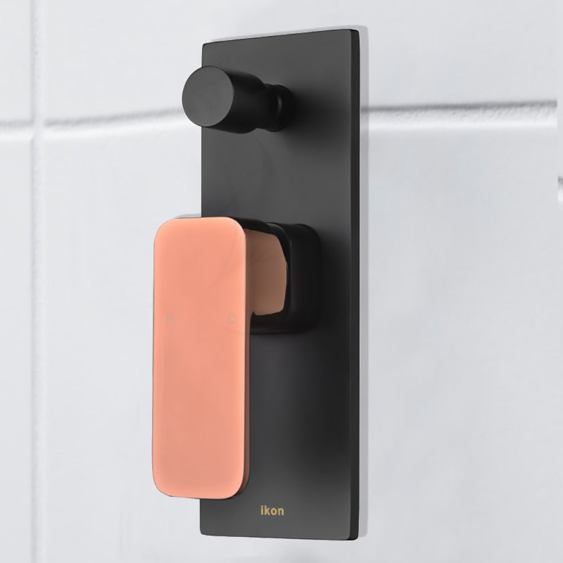 Seto Wall Mixer with Diverter Matt Black w Rose Gold Handle HYB66-501MB-R - Bathroom Hub