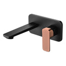 Seto Wall Basin Mixer Matt Black & Rose Gold Handle HYB66-601MB-R - Bathroom Hub