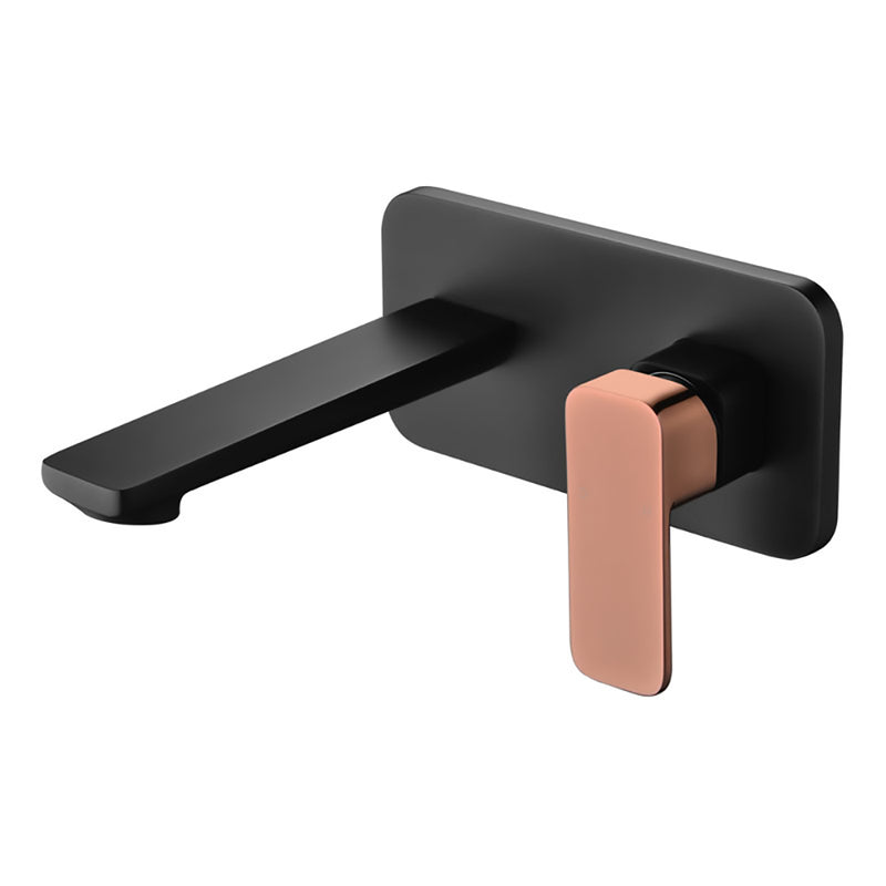 Seto Wall Basin Mixer Matt Black & Rose Gold Handle HYB66-601MB-R - Bathroom Hub