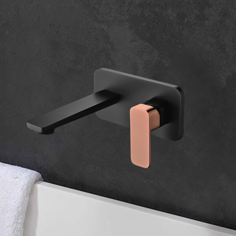 Seto Wall Basin Mixer Matt Black & Rose Gold Handle HYB66-601MB-R - Bathroom Hub